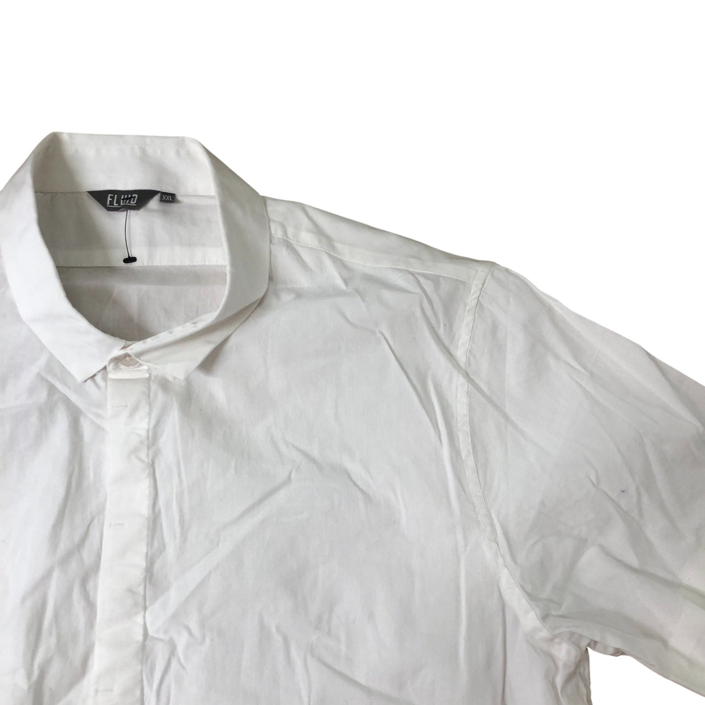 Fluid XXL Short Sleeve Shirt Men's White Casual Cotton Blend Top