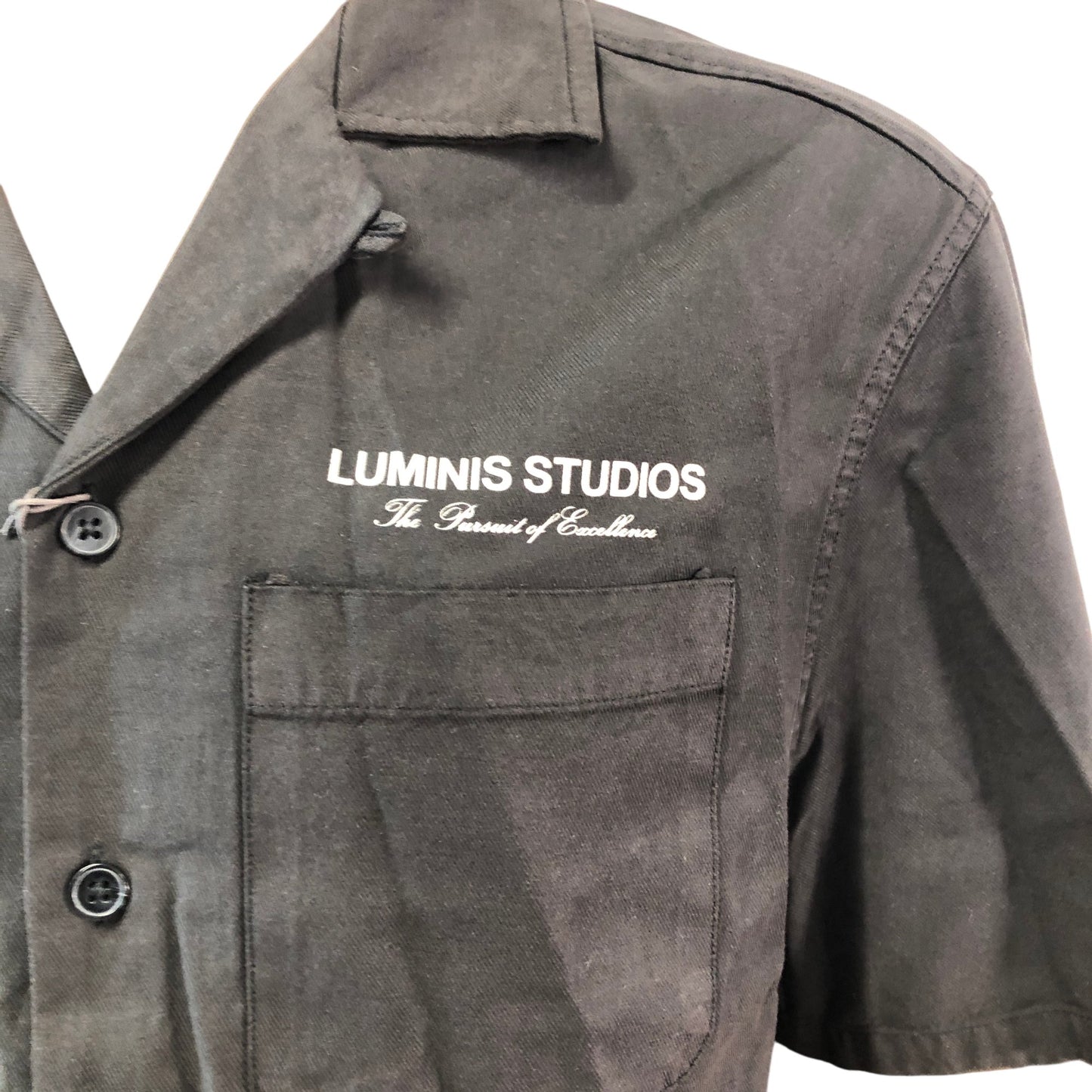 RIVER ISLAND Studios Casual Shirt M Men's Black Short Sleeve Cotton