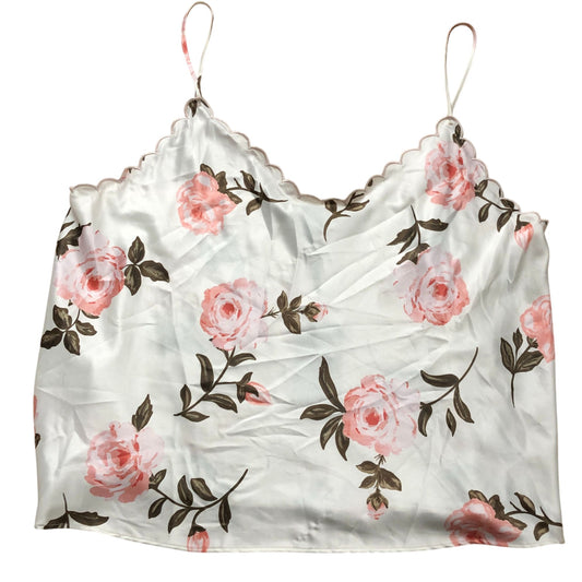 River Island Camisole Women's Floral Satin Top with Scalloped Edges Size 18