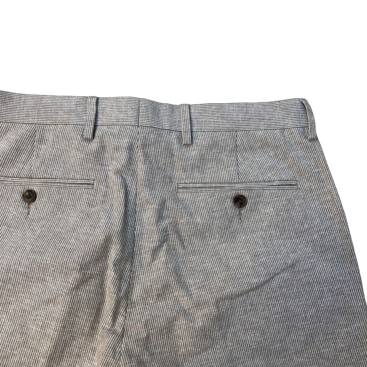 Beige Cotton Flax Blend Tailored Fit Trousers 32"