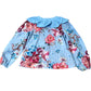 Floral Blouse 10Y Girls Long Sleeve Blue Cotton Floral Design