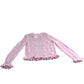 Knit Sweater UK Medium Women's Pink Lace Finish Cropped Sleeve Jumper
