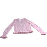 Knit Sweater UK Medium Women's Pink Lace Finish Cropped Sleeve Jumper