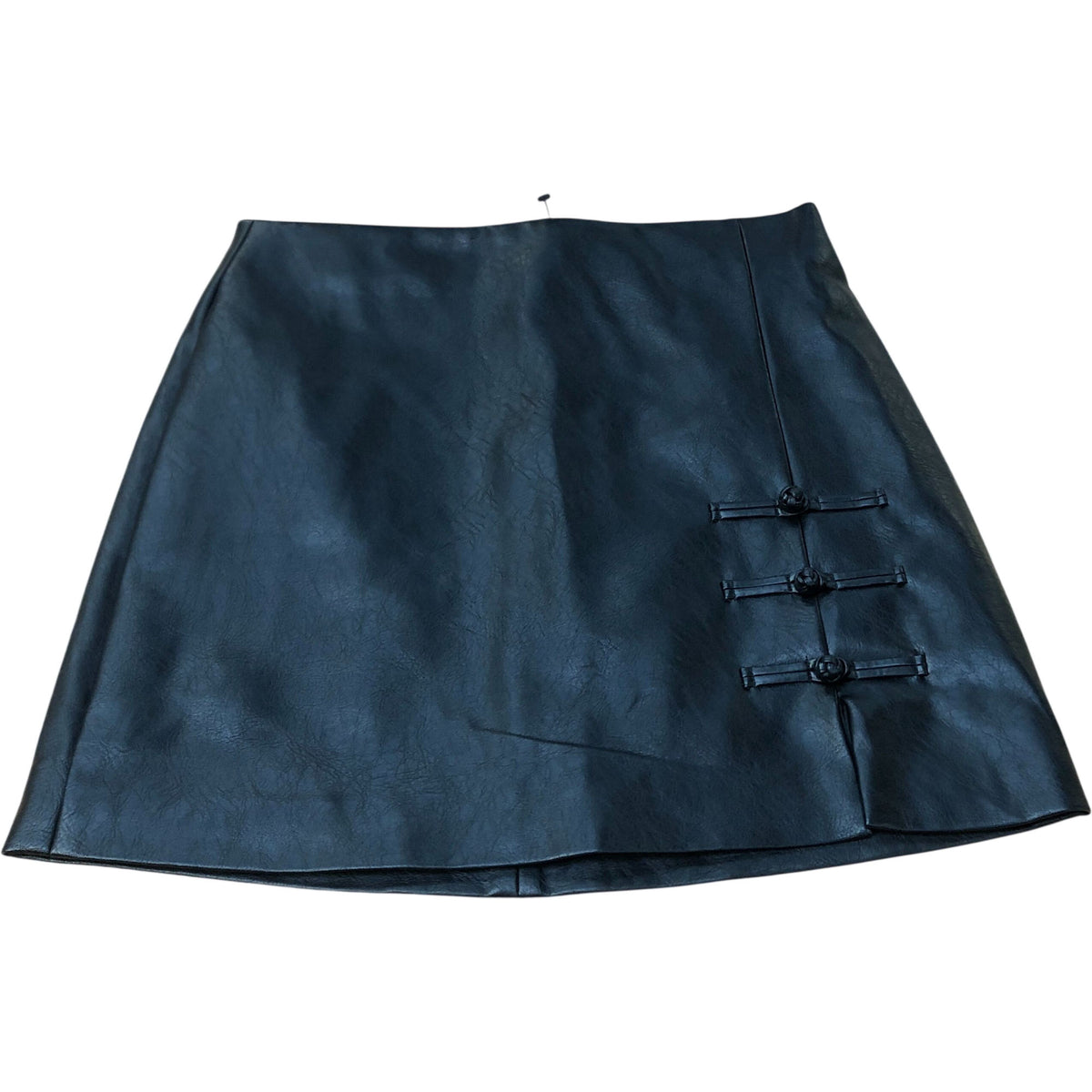 River Island Black Faux Leather Mini Skirt UK 8 Women's Stylish Design