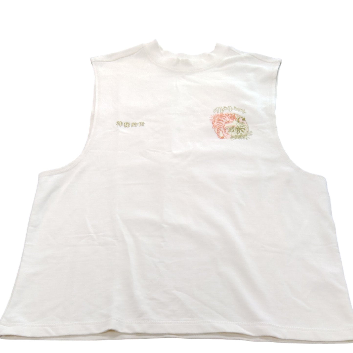 River Island Men's Graphic Vest Top Size UK M White Sleeveless Tiger Print