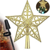 Christmas Tree Topper Gold Floral Star With Stabiliser 8"