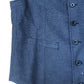Waistcoat Size 38 Men's Navy Blue Linen Blend Formal Occasion