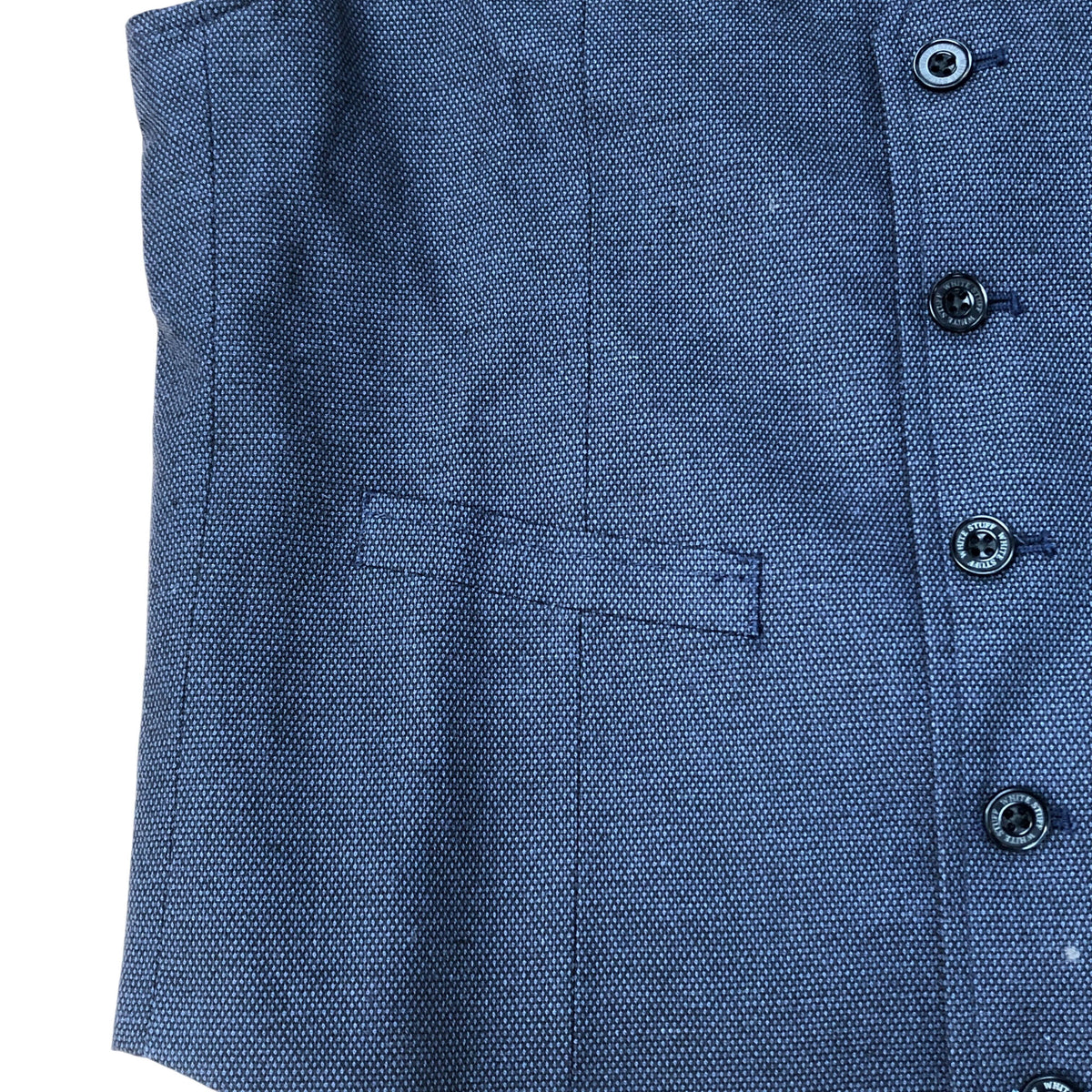 Waistcoat Size 38 Men's Navy Blue Linen Blend Formal Occasion