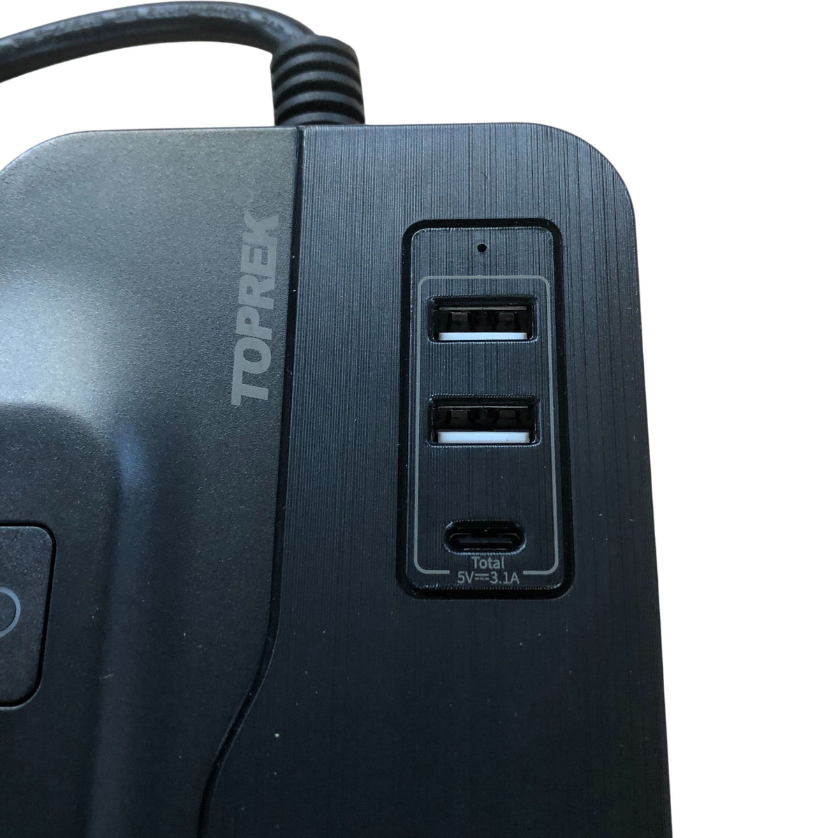 Toprek USB Power Strip 4 Outlets 2 USB-A Ports 1 USB-C Black 13A 3250W