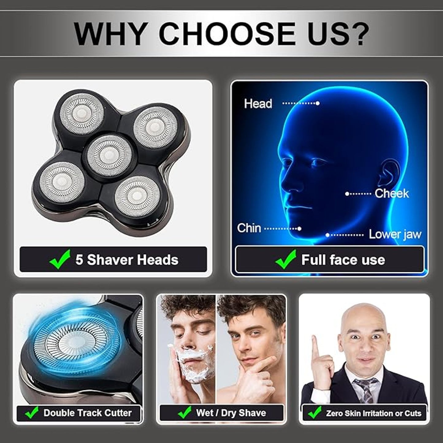 XR7000 Electric Shaver Replacement Head Easy Install Waterproof Rustproof x2