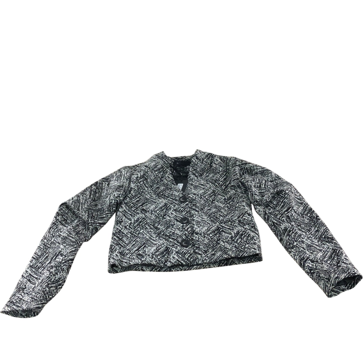River Island Women's Cropped Jacket Black White Pattern Long Sleeve Size 14