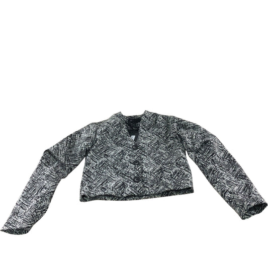 River Island Women's Cropped Jacket Black White Pattern Long Sleeve Size 14