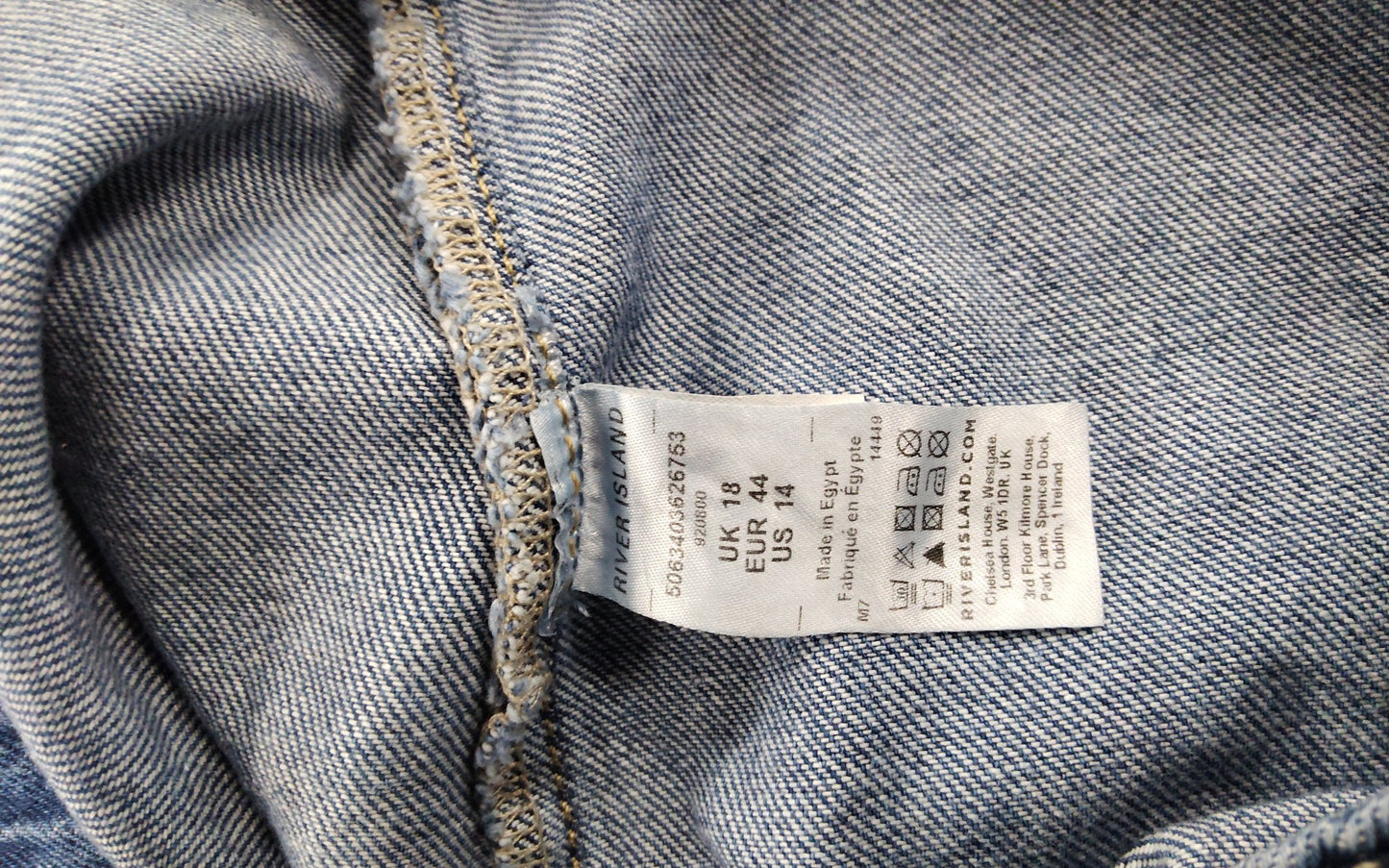 River Island Denim Shorts UK18 Women's Casual Blue High Waist Classic Style