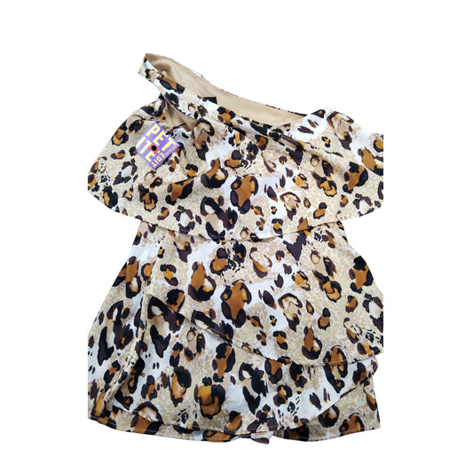 River Island Petite Leopard Print Playsuit UK8 Women's Sleeveless Aline Style