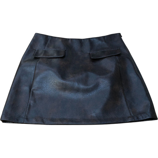 River Island Faux Leather Mini Skirt Size 12 Women's Brown Stylish Design