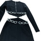 River Island Mini Dress UK Size XL Women's Black Long Sleeve Beaded