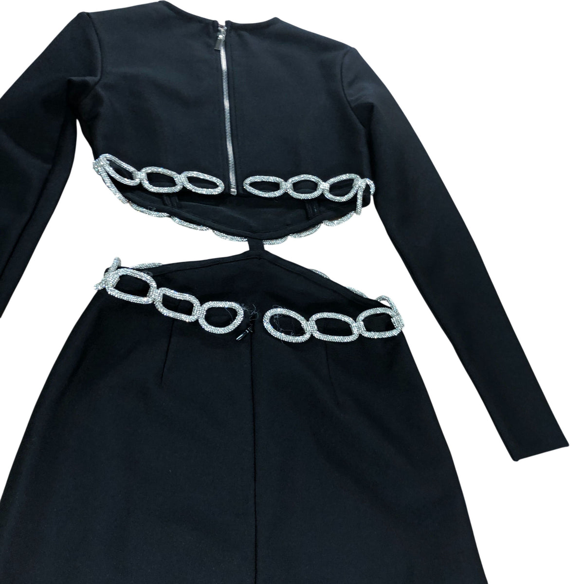 River Island Mini Dress UK Size XL Women's Black Long Sleeve Beaded