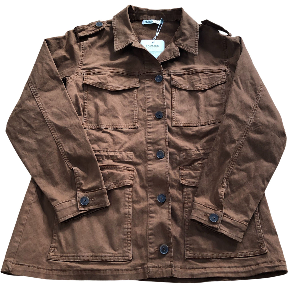 Baukjen Drake Organic Cotton Utility Jacket Milk Chocolate Size 16