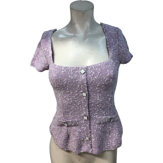River Island Purple Light Cardigan XS Women's Short Sleeves Buttoned Top