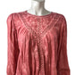 River Island Pink Long Sleeve Blouse UK18 Women's Embroidered Cotton