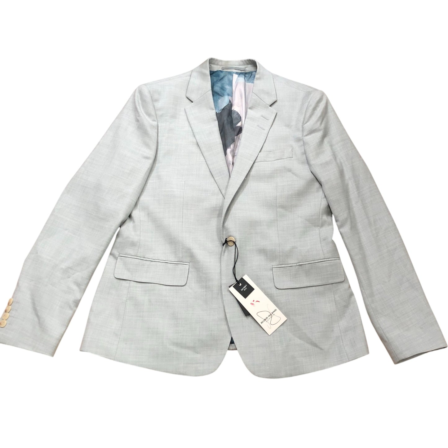 River Island Skinny Fit Suit Jacket 38R Pale Green Men's Tailored Blazer