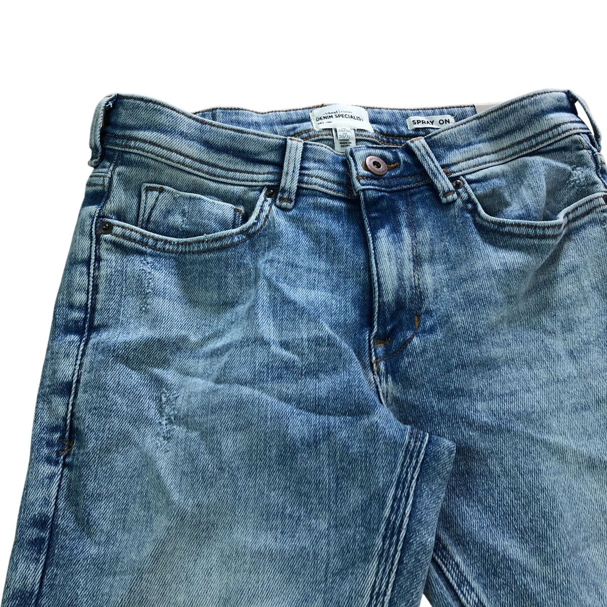 River Island Spray On Jeans W30 L32 Men's Blue Distressed Denim Trousers