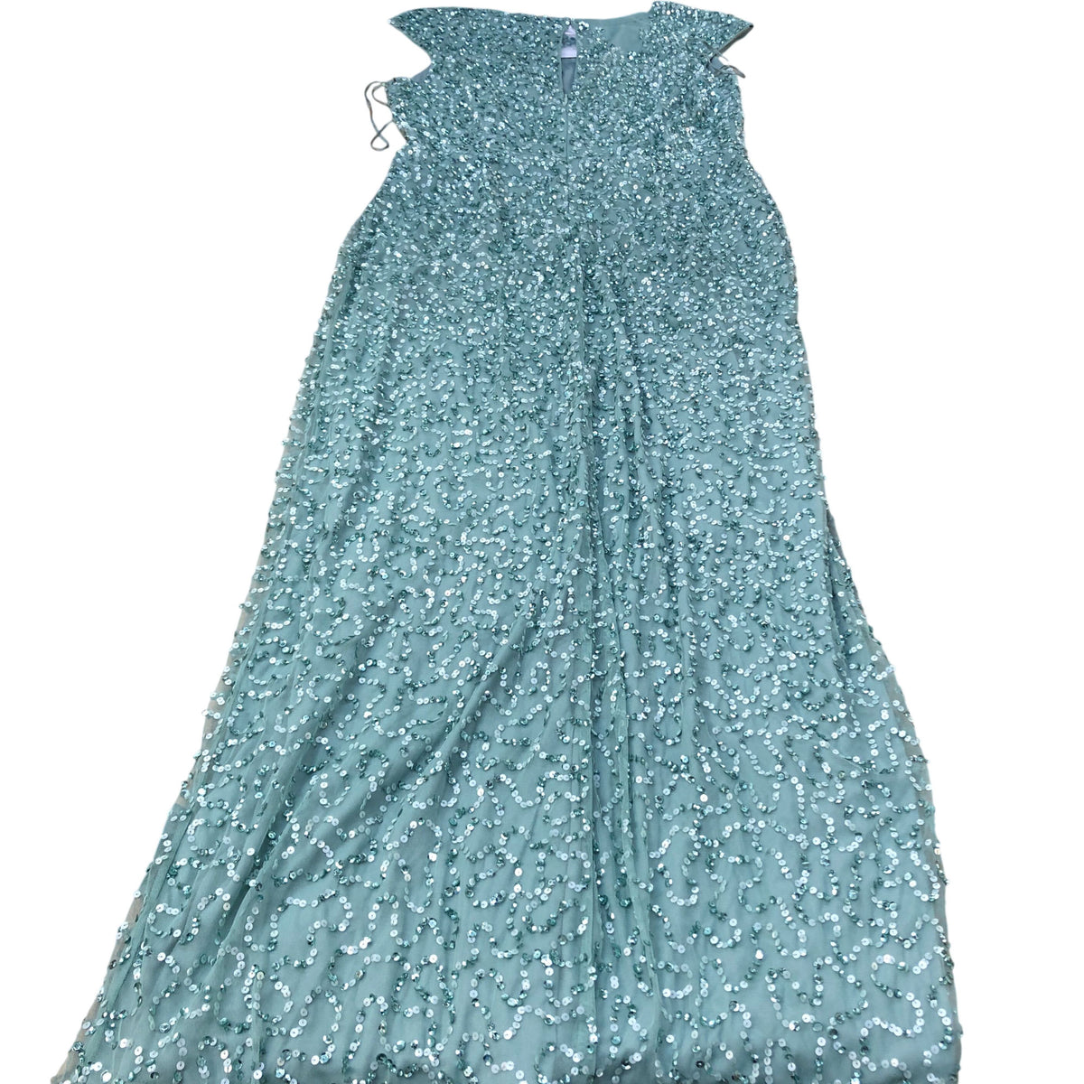 Vivienne Evening Dress Size UK18 Women's Sequin Detail Long Aqua Blue Gown