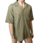River Island Studio Khaki Short Sleeve Shirt Size M Men's Textured Fabric