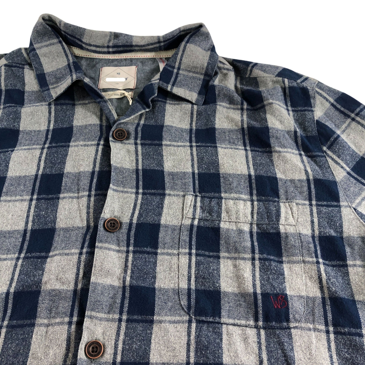 Check Shirt XXL Men's Long Sleeve Blue Grey Cotton Flannel
