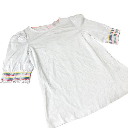 Boden White Puff Sleeve Top Women's Rainbow Trim UK10
