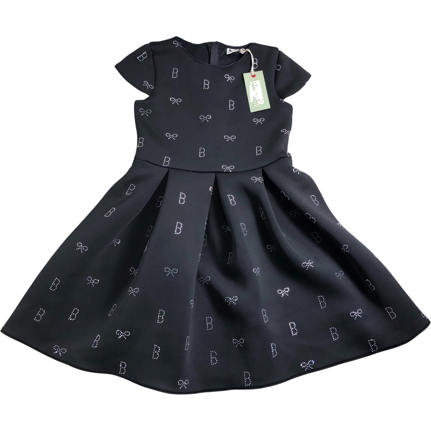 Branded Girls Dress Age 11 Years Black Bow Printed Pleated Skirt
