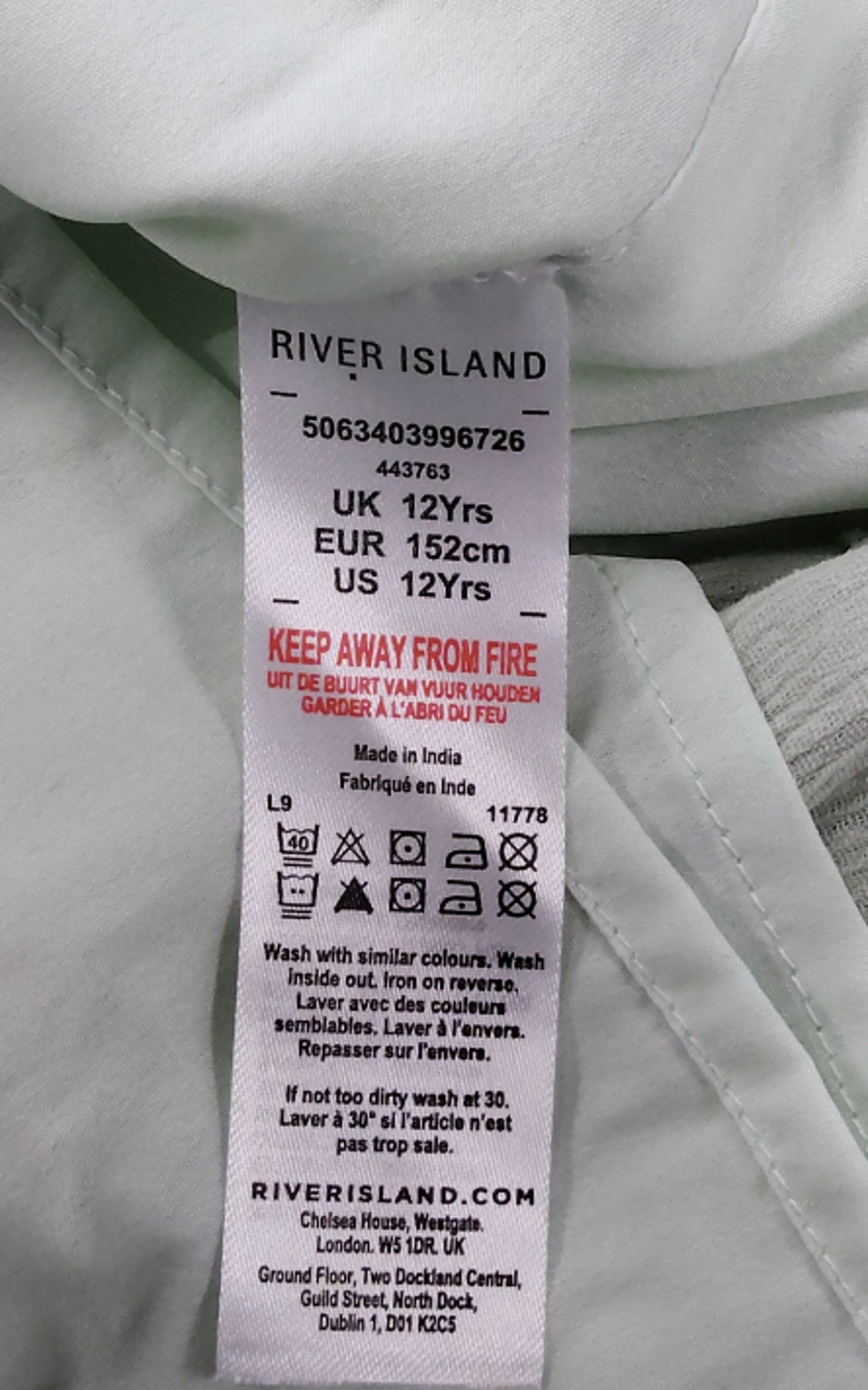 River Island Girls Dress 12 Years  Mint Green Ruffle Sleeveless Summer Dress