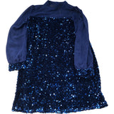 Sequin Dress UK14 Women's Long Sleeve Party Dress Navy Blue