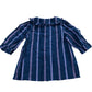 Girls' Blouse Striped Navy Cotton Top With Ruffle Collar 5-6 Years