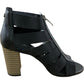 Strappy High Heel Sandals Size 3 Women's Black Zip Closure