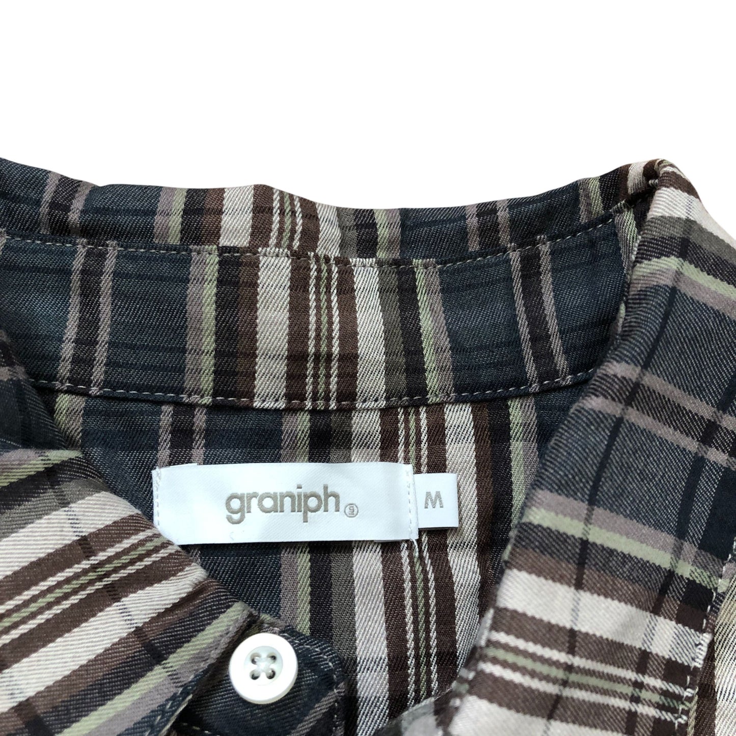 Graniph Beautiful Shadow Gentlemen Casual Shirt M Plaid Embroidered Top Hat