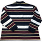 Red & Blue Striped Long Sleeve Polo Shirt Size M