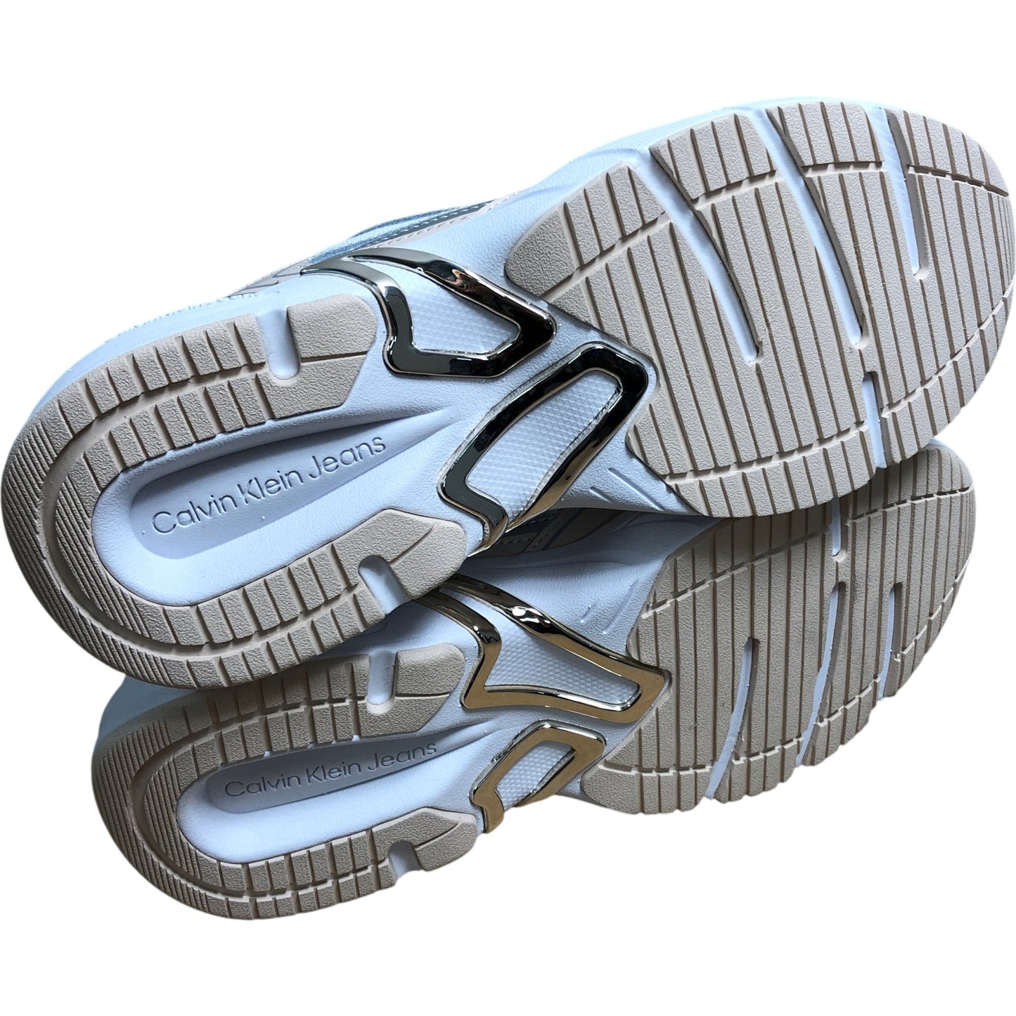 Calvin Klein Jeans Retro Tennis Low Trainers UK3.5 Women's Sneakers Silver