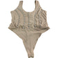 River Island Women's Bodysuit UK M Beige with Rhinestone Detail