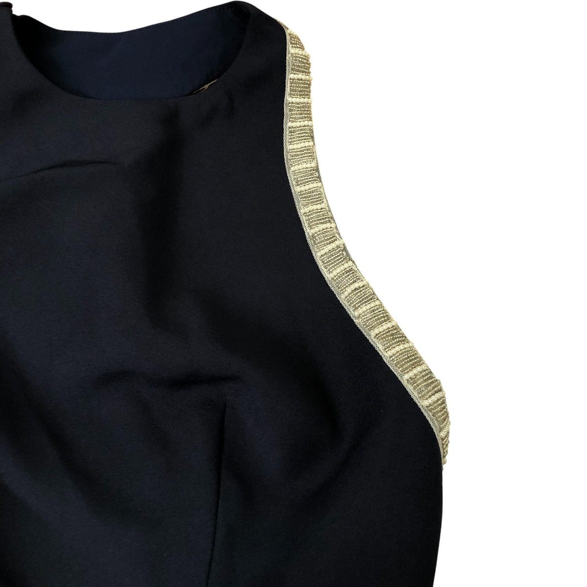 Jarlo Navy Blue Dress Women's Elegant Midi Length Embellished Neckline Size 8