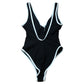 River Island Poolside Swimsuit Women's Black Zip Front White Trim Size 14