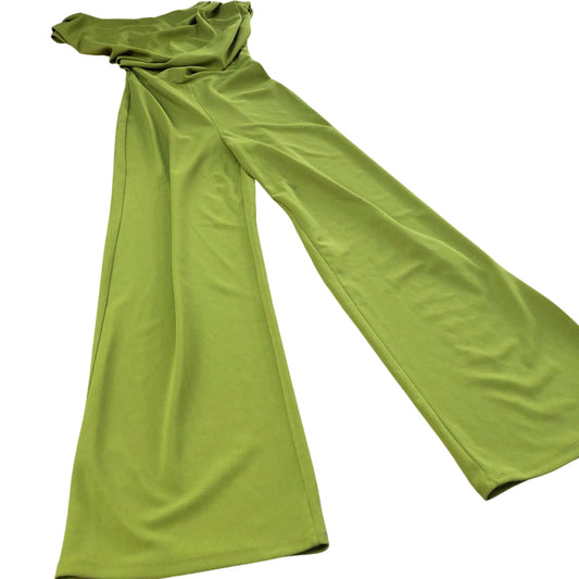River Island Flared Jumpsuit Women's Green Polyester Stretchy Casual Wear