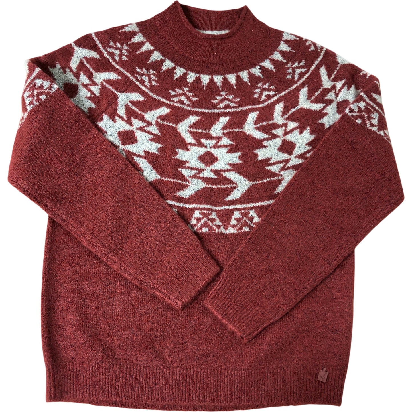 Weird Fish Sweater UK6 Women's Red Fair Isle Pattern Knit Top Style Warm