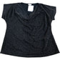 UK12 Women's Black Sparkly Cowl Neck Short Sleeve Top