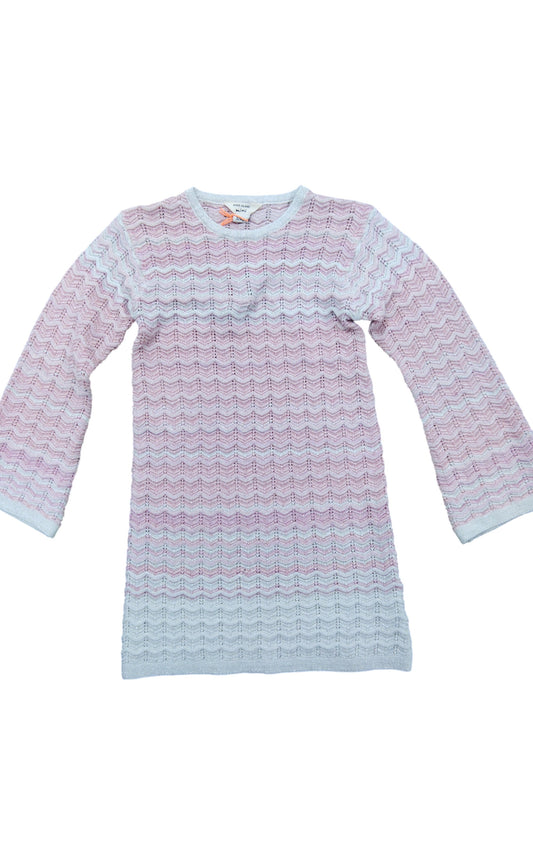 River Island Girls Jumper Age 3-4 Years Pink White Zigzag Pattern Sweater