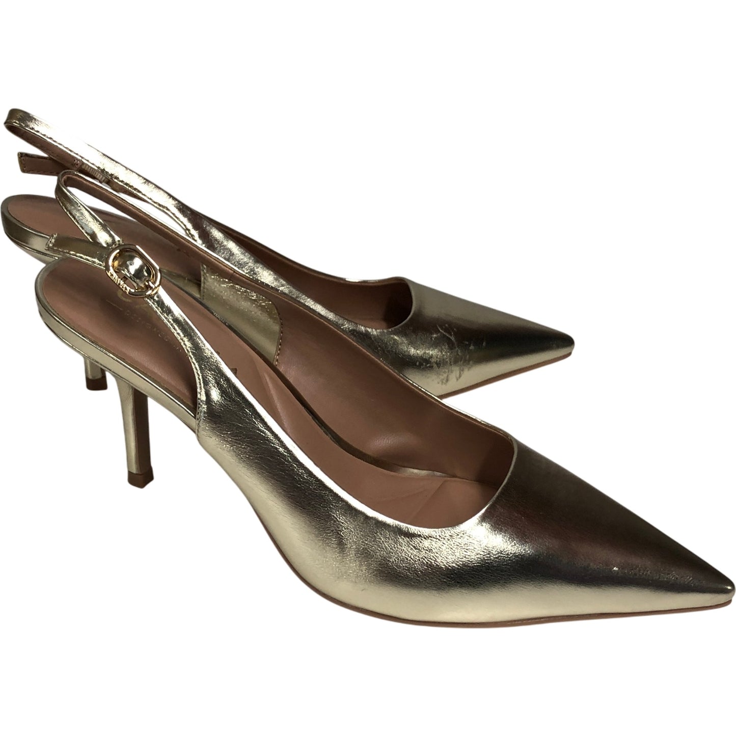 Carvela Slingback Heels UK7 Women's Gold Metallic Pointed Toe Stylish Shoes