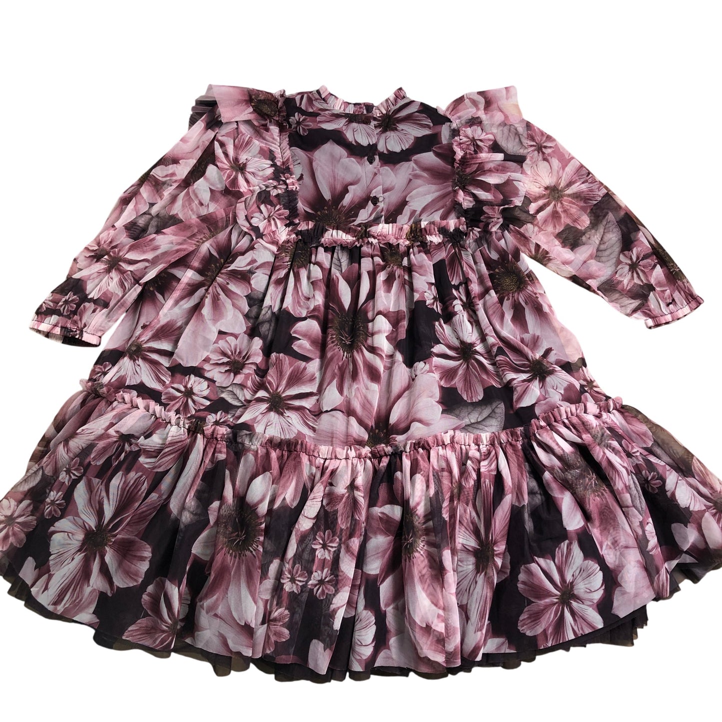 Branded Print Dress Girls New Stylish Puff Sleeve Long Age 9 Years