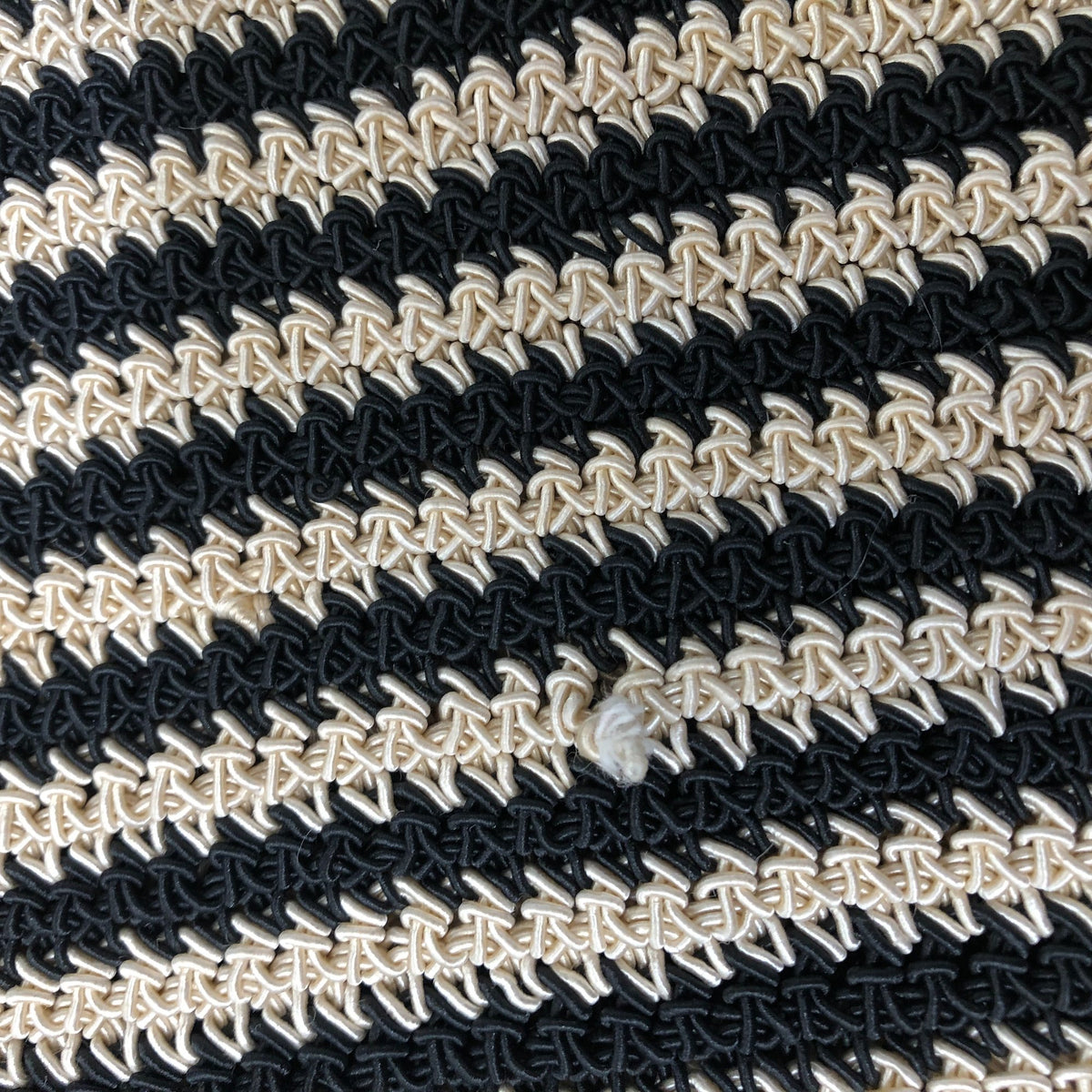 Macrame Sling Striped Shoulder Bag Women's Casual Tote Bag Black Cream
