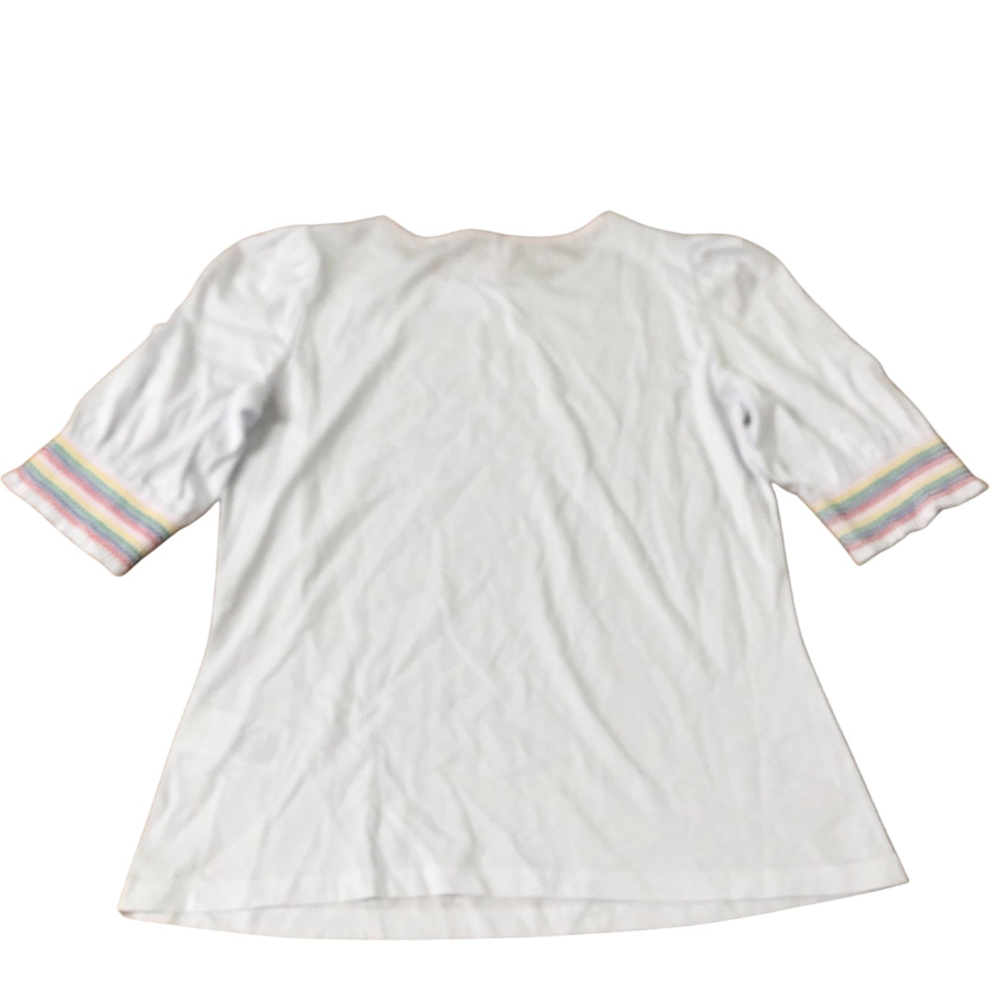 Boden White Puff Sleeve Top Women's Rainbow Trim UK10