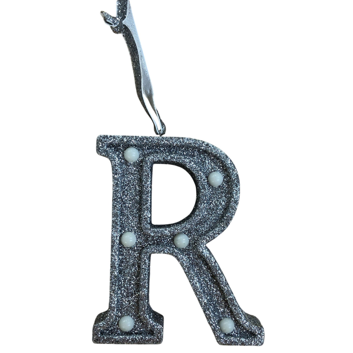 Light Up Silver Glitter Christmas Tree Decoration Letter 'R'